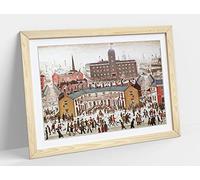 Ve Day Victory In Europe Ls Lowry Style Framed Wall Art Print Picture - A1 - Light Oak Frame