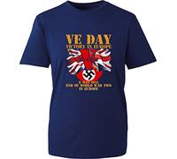 VE Day Victory in Europe T-Shirt End of World War II 8 May 1945 Lest We Forget Remembrance Day Royal Army Veterans Unisex Gift Cotton Tee Top (Navy, 2XL)