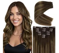 Ve Sunny Balayage Clip In Hair Extensions Dark Brown Roots Clip In Human Hair Extensions Ombre Brown To Blonde Candy Clip On Hair Extensions Balayage Hair Clips