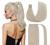 Ve Sunny Ponytail Extension Human Hair Blonde 80g Clip in pony tail hair Pltinum Blonde Human Hair Ponytail Extension White Color Can Be Dyeable Pony Tail Hair Short 22inch