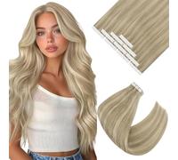 Ve Sunny Tape-In Real Hair Extensions, Invisible Hair Extensions, Remy Hair Extensions for Women, Dark Honey Blonde, Highlight, Medium Blonde, 24 inch, 10 Pieces, 25 g