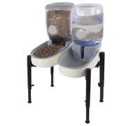 VE ThalasynTech Combination Elevated Dog Bowls-135oz Gravity Feeder & Water Dispenser Set,Steel Frame with Adjustable Height/Width, Ideal for Medium/Large & Senior Dogs,Reduces Neck Strain