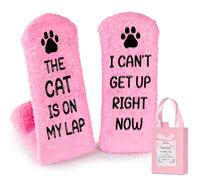Veachog Mothers Day Socks Gifts for Mom Grandma Wife Aunt Girlfriend Sister Mother In Law Teacher Nurse Dog Cat Mom Socks, Cat is on My Lap Pink, 6-15