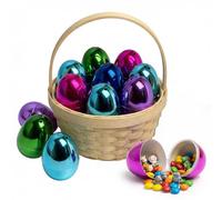 VEAGINS 24 Pack Metallic Fillable Easter Eggs 2.3 Inches Colorful Empty Plastic Eggs for Easter Hunt Basket Stuffers Fillers