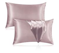 Veaken Mulberry Silk Pillowcase for Hair & Skin, 2 Pack 25 Momme, 600 Thread Count, Pure Silk Both Sides with Hidden Zipper (Apricot Gray, Queen 20''×30'')