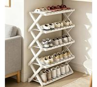 Veal Shoe Rack, ckable Foldable nizer, 5-Tier Multi-Layer Sto nd for Entryway & Living Room, No Assembly Needed, Space-Saving Design (White)