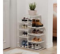 Veal Shoe Rack nizer - Space-Saving Freending Shoe Sto Cabinet with Sturdy Metal e for Entryway, Hallway & Smals - Slish White, 19.3"x25.6"