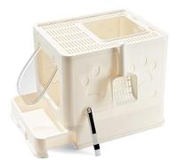 Vealind Cat Litter Box with Lid for Small and Medium Cats, Top Entry Kitten Litter Potty for Growing Cats, Drawer Type with Front Door Kitty Litter Tray (White)