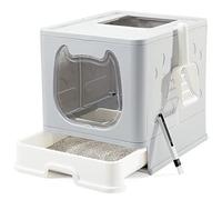 Vealind Covered Cat Litter Tray with Lid Slide Out Drawer Tray Enclosed Cats Litter Box with Front Door and Scoop