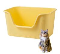 Vealind Extra Large Cat Litter Trays with High Sides and Low Entry Cat Litter Box High Back 64 x 45 x 33 CM, 100% Leak Proof Anti Splash Cats Litter Box XL (Yellow)