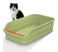 Vealind Large Cat Litter Tray High Sided and Low Entry Cat Litter Box 60 x 40 x 16 CM Easy Access Leak Proof Anti Splash Kitten Litter Trays (Green)