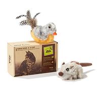 Vealind Three Dogs & A Cat Melody Chaser Pet Interactive Cat Toy Plush Toys for Dogs and Cats (Grey Bird & Mouse)