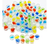 VEALIZUU 500 PCS Cat Eye Marbles Mix 6 Colors Medium Sized Thick Marble Decorative Gift with 14mm and 16mm