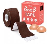 VEAR Boob Tape, Bob Tape for Large Breasts, Self-Adhesive Strapless Boobtapes with 2 Pcs Nipple Covers, 5M Stretchable Longer Than Regular Roll, Perfect to Stick on Bra (Coffee)