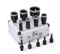 Vearter 12PCS Diamond Core Drill Bit Kit, 6-68mm M14 Thread Vacuum Brazed Angle Grinder Masonry Hole Saw Set with 3/8'' Hex Adapt, for Marble Tile Ceramic Granite Concrete(Black)
