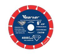 Vearter 150mm Diamond Cutting Disc Wheel, 6X7/8Inch for Stainless Steel, Cast Iron, Aluminum, Brass, Metal Cutting, can Cut More Than 4000 Times