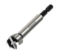 Vearter 15mm Forstner Drill Bit, High Carbon Steel Multi-Tooth Woodworking Tools with Hex Shank, Hinge Boring Hole Cutter for Solid Wood, MDF, Plastic, Particleboard, Plywood