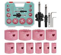 Vearter 15PCS Bimetal Hole Saw Sets, 19-57mm Bi-Metal Holesaw Set, M42 Cobalt Hole Cutter with Arbors for Wood, Metal Sheet, Copper, Plaster, PVC, Steel Plate, Drywall, DIY Gifts for Women