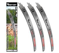 Vearter 380mm Reciprocating Saw Blades for Wood Japanese Teeth 3PCS, 6TPI Cr-V Reciprocal Saw Blades for Trees with Triple-Ground Offset Teeth Curved Edge, for Trimming and Wood Cutting