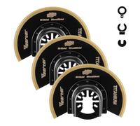 Vearter 3PCS Bimetal Multi Tool Blade Titanium, 88mm Semi Circle Universal Multitool Blades Curved Edge, Quick Release Multi Tool Blades for Aluminium Alloy, Metal Pipe, Plastic, Wood
