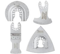 Vearter 4PCS Diamond Multi Tool Blade, Universal Multitool Blades for Grit Grout Removal, Quick Release Multi Tool Blades for Tile, Air Brick, Cement, Concrete, Masonry