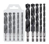 Vearter 5PCS Drill Bit Sets 5/6/8/10/12mm, HSS M2 Metal Drill Bits with Hex Shank Quick Change, AITiN Coated Drill Bits Set for Metal Pipe, Stainless Steel, Wood, Plastic