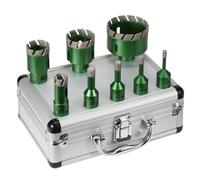Vearter 8PCS 6-68mm Dry Diamond Drill Bit Set, M14 Thread Connection Vacuum Brazed Masonry Hole Saw Set, Hollow Tile Hole Cutter for Tile, Marble, Granite, Porcelain, Concrete and Quartz Stone