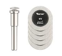 Vearter Glass Cutting Discs 5PCS, 50mm Double-Sided Diamond Cutting Discs for Die Grinder/Electric Hand Drill, Porcelain Cutting Disc with 6mm Mandrel for Tile, Quartz Stone, Granite, Brick, Marble