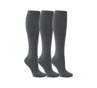 VEARZ® 3, 6 Pairs Kids Girls Knee High School Socks - Back to School Cotton Rich Fluffy Comfort Fit Uniform Long Socks Party Wear Knee Long Stockings For Girl's Grey-Plain-pack 3-4-6 Y-