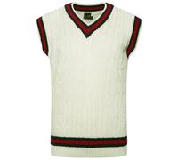 VEARZ® Adults Mens Sleeveless V Neck Cricket Jumper, Plain Cable Knitted Unisex Classic Business Office Casual Tank Top, Sports Sweater Tops Plus Size UK S Cream