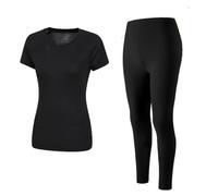 VEARZ Ladies Baselayer Thermal Long Johns, Vest Set ! Womens Long Short Sleeves Ultra Soft Top & Warm Legging Bottoms Winter Underwear Set For Woman (S, Short Sleeve + Long John, Black)