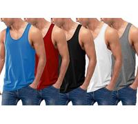 VEARZ®️ Pack of 3/6 Men's Cotton Vest Classic Slim Fit Summer Plain Tank Tops - Adults Sleeveless Undershirts Gym Training Tops Plus Size Ass-Colours-4XL-6