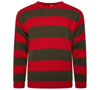 VEARZ Unisex Adults Red Green Striped Knitted Jumper Nightmare On Elm Street Halloween Party Fancy Dress Sweater Top Plus Size S