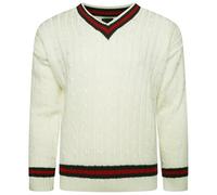 VEARZ® Unisex Mens Womens V Neck Cricket Jumper | Adults Long Sleeve Stripe Cable Knitted Golf Sweater Sportswear Pullover Sweatshirt Jersey Top Cream 2XL