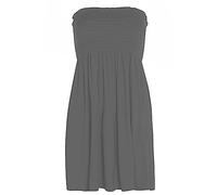 VEARZ® Womens Bandeau Sheering Short Dress Strapless Boob Tube Gather Elasticated Bust Top | Ladies Summer Casual Mini Beach Cover Up Boobtube Tops Plus Size S-XL (Charcoal, Medium-Large)