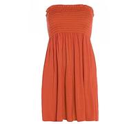 VEARZ® Womens Bandeau Sheering Short Dress Strapless Boob Tube Gather Elasticated Bust Top | Ladies Summer Casual Mini Beach Cover Up Boobtube Tops Plus Size S-XL (Rust, Large-X-Large)
