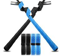 VEASAERS Bat Grip Tapes 2 Pack 40 inch 1.75mm Precut and Full Adhesive Back Pro Feel Soft Comfortable for Old Baseball Golf Bats (2 Pack Black+2 Pack Blue)