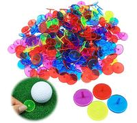 VEASAERS Golf Ball Markers Bulk 100 Pcs Position Marker Multicolor Transparent Plastic 25mm Flat Round Golf Mark Accessories (100 Pcs-Transparent Multicolor)
