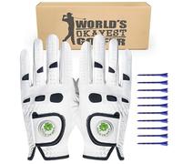 VEASAERS Weathersof Grip Mens Golf Glove Left Hand Right 1 Pair with 2 Ball Markers 10 Tees Soft Comfortable Gift Box for Dad 1 Pair White M/L
