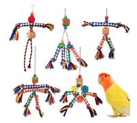 Veasbuu Bird Chew Toys,Parrot Cage Toy Playset, Colorful Cotton Rope And Wooden Shredding Activity Boredom Relief, Chewable Fun for Cockatiels, Cockatoos Macaws,9.45x6.3x1.97 inches
