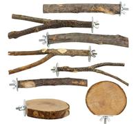 Veasbuu Bird Perch, 8-Piece Buyable Natural Wood Playground, Perch for the Bird Cage, for Chinchillas and Cockatiels as Pets with Training, Window and