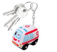 Veasbuu Cute Plush Keychain - Fire Truck Stuffed Animal Keyring | Learning Bag Charm for Room Purse Bedroom Home Backpack Cribs Kids Handbag Girls Preschool Birthday