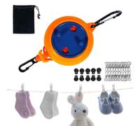 Veasbuu Extendable Clothesline, 32.8 Feet Windproof Clothesline for Travel, Portable Clothes Drying Rope for the Boot of Hotel Laundry Room, Motorhome, with 20 Clothes Pegs and 10 Pieces