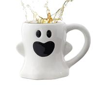 Veasbuu Halloween Coffee Mugs, 400ml Ghost Face Cute Halloween Mug, Gothic Spooky Ceramic Cup for Tea, Drinks, Kitchen, Parties, Adults, Kids, Fall Cafe, Holiday Celebrations, Black and White