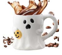 Veasbuu Halloween Coffee Mugs, 400ml Ghost Face Cute Halloween Mug, Gothic Spooky Ceramic Cup for Tea, Drinks, Kitchen, Parties, Adults, Kids, Fall Cafe, Holiday Celebrations, Black and White
