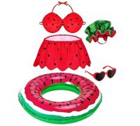 Veasbuu Hawaiian Porch Animal Outfit, Decorative Statue Bikini with Hat, 7.87x5.91x1.97 inches Elastic Costume Accessories for Lawn Garden and Yard Decor, Fun Holiday Festive Pet Statue Dress Up Set