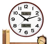 Veasbuu Large Wall Clock - Digital LCD Display Wall, Mounted Clocks with Humidity, Perpetual Calendar Accurate Modern, Decorative Clock for Kitchen Bedroom, Bathroom Durable Easy to Read