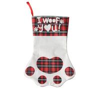 Veasbuu Paw Print Christmas Stocking - 18in Hangable Holiday Stocking with Cute Pet Design for Farmhouse Decor, Fabric Christmas Stockings with Loop for Fireplace, Home Mantel