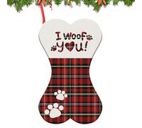 Veasbuu Paw Print Christmas Stocking - 18in Hangable Holiday Stocking with Cute Pet Design for Farmhouse Decor, Fabric Christmas Stockings with Loop for Fireplace, Home Mantel