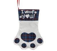 Veasbuu Paw Print Christmas Stocking - 18in Hangable Holiday Stocking with Cute Pet Design for Farmhouse Decor, Fabric Christmas Stockings with Loop for Fireplace, Home Mantel